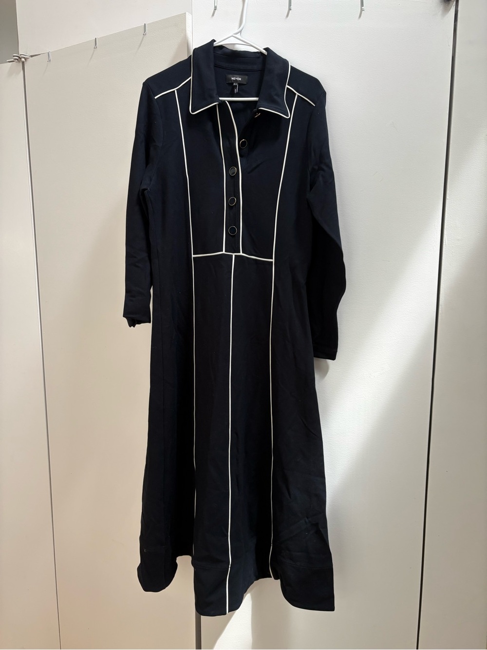 ME+EM Navy Midi Dress with White Piping - Picture 2 of 5